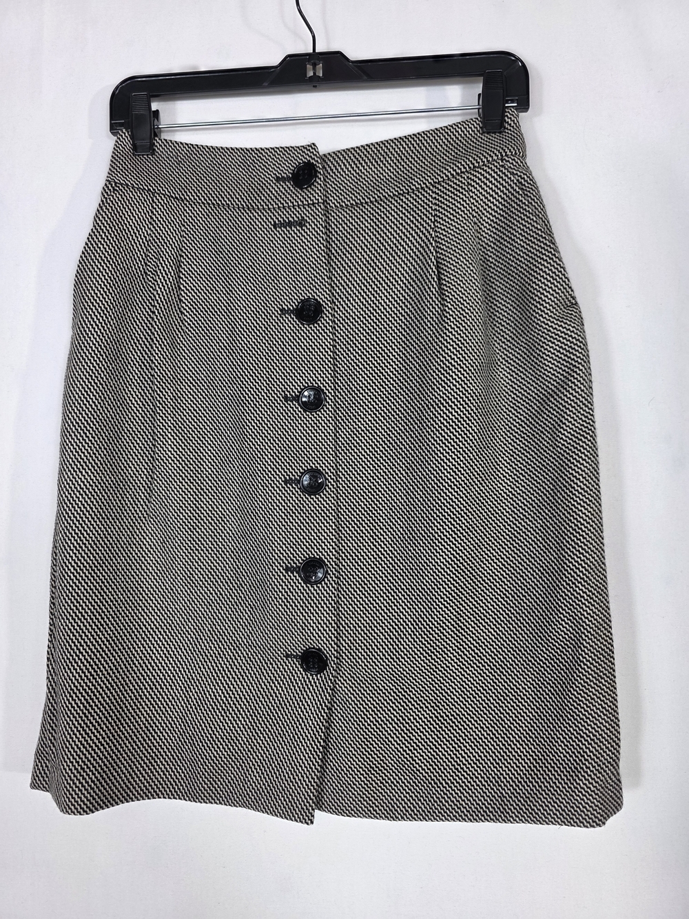 Escada Black & Cream Button-Front A-Line Skirt